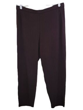 Eileen Fisher Pants Cozy Brushed Terry Tapered Ankle Pull On Brown Women's SZ L